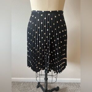 Chaus Black and White Polka Dot A-Line Pleated Skirt